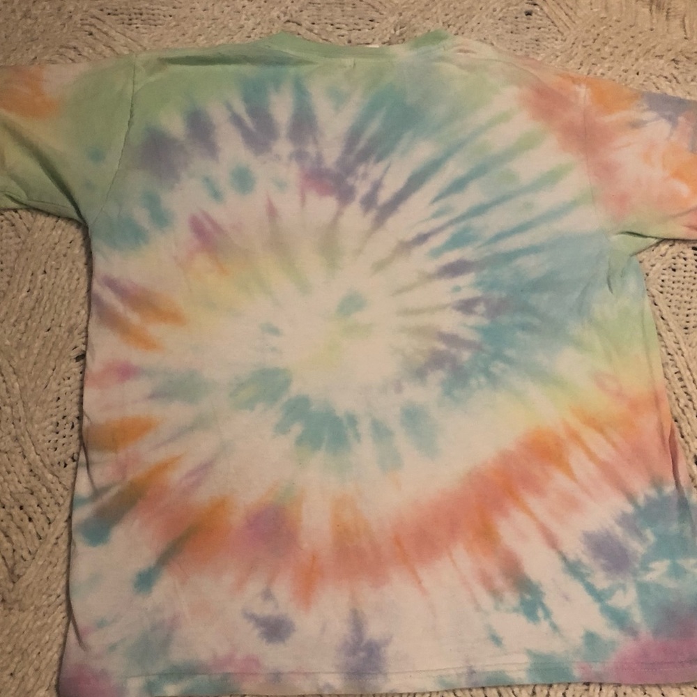 Handmade Rainbow Tie-Dye Gildan Heavy Cotton L Girl Short Sleeve Tee-Shirt